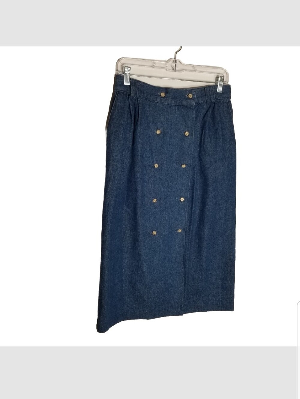 Willowbend Blue Denim Maxi Skirt Women's Size 12 Button Front Made in USA